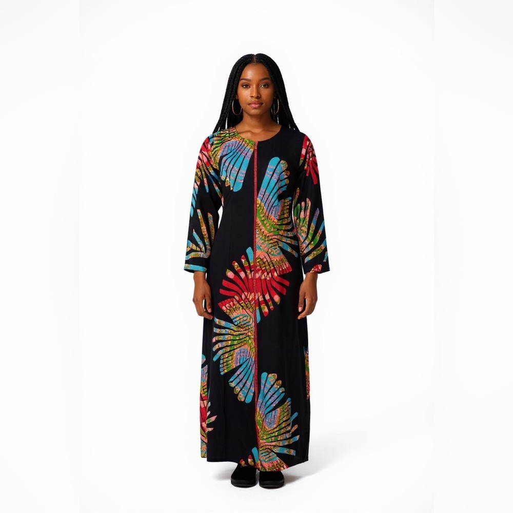 Margurette Design Womens African floral jacket NWT Boho artsy colorful